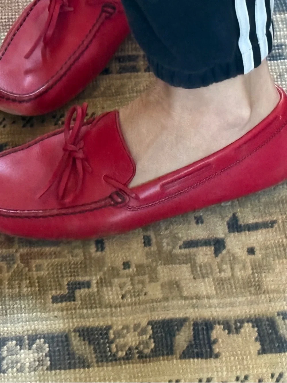 Tod's Red Leather Women's Driving Loafers - Picture 6 of 6